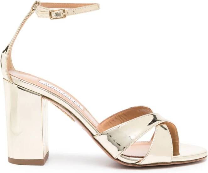 Aquazzura Divine 85mm gekooide sandalen Goud