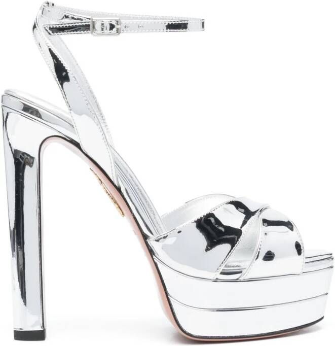 Aquazzura Divine Plateau sandalen met plateauzool Zilver