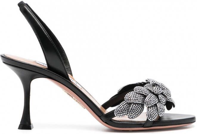 Aquazzura Galactic Flower slingback sandalen Zwart