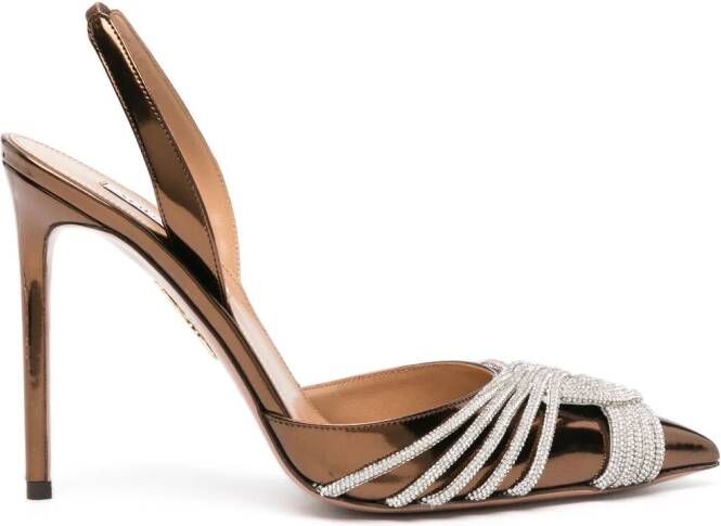 Aquazzura Gatsby 120 mm pumps verfraaid met kristallen Bruin