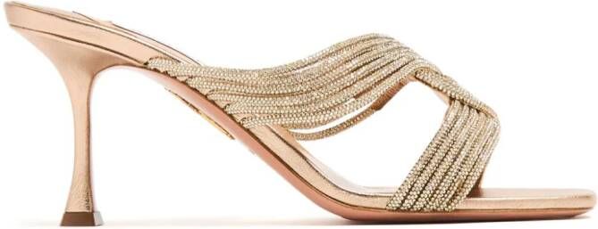 Aquazzura Gatsby 75 mm muiltjes verfraaid met kristallen Beige