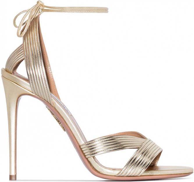 Aquazzura Ari 105 leren sandalen Goud