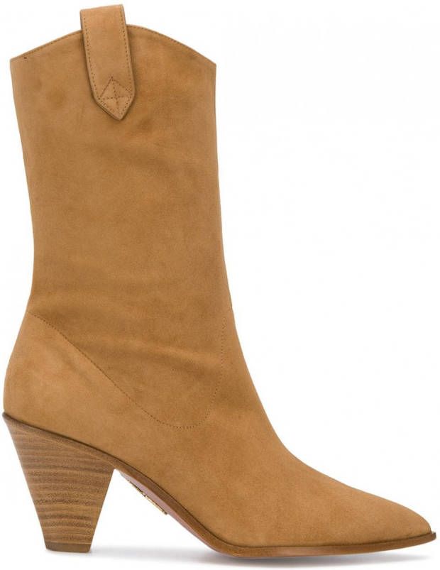 Aquazzura Laarzen met houten hak Beige