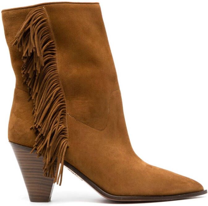 Aquazzura Marfa suède enkellaarzen Bruin