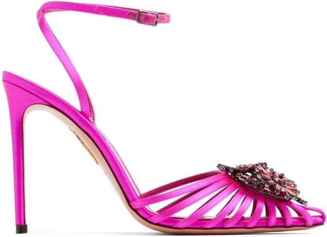 Aquazzura Margarita 105mm crystal-embellished pumps Roze