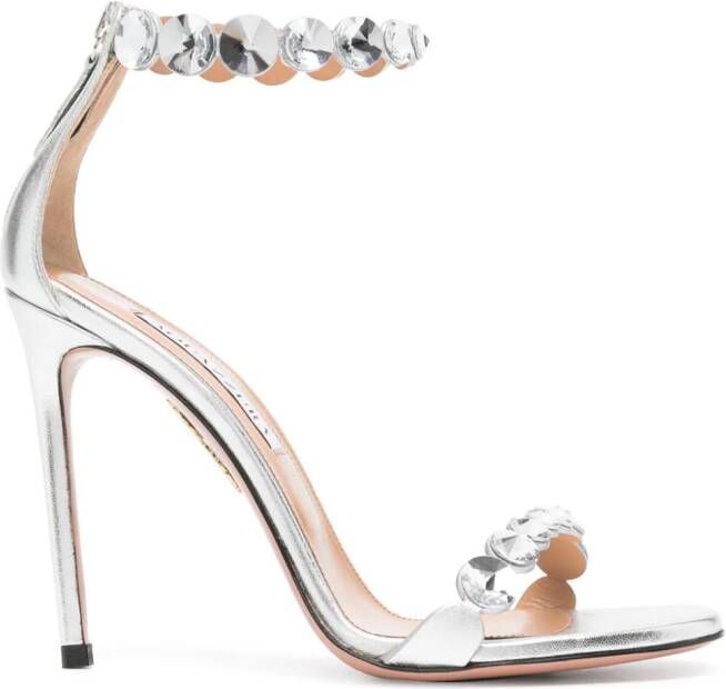 Aquazzura Maxi Tequila leren sandalen Zilver