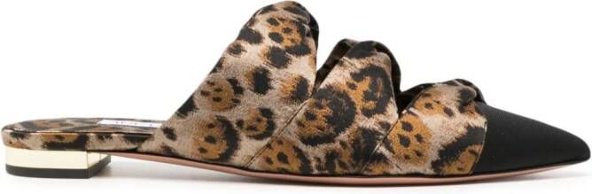 Aquazzura Muiltjes met luipaardprint Bruin