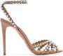 Aquazzura roze suede Tequila 105 hoge hakken verfraaid met kristallen - Thumbnail 1