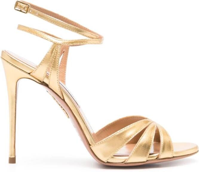 Aquazzura Siren 105mm leren sandalen Goud