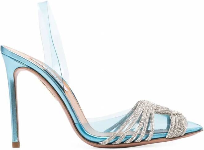 Aquazzura Slingback stiletto's verfraaid met stras Blauw