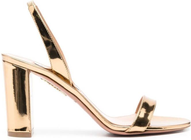 Aquazzura No Nude sandalen met blokhak Goud
