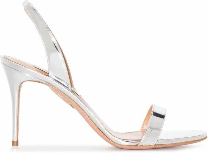 Aquazzura So Nude metallic slingback sandalen Zilver