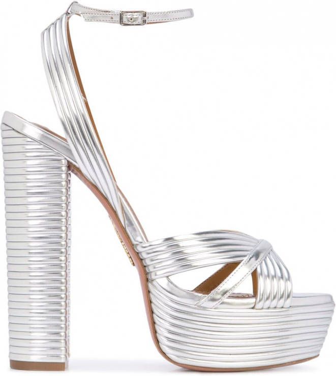 Aquazzura Sundance 140 sandalen met plateauzool Zilver