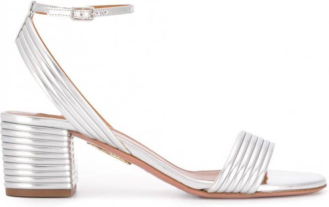 Aquazzura Sundance metallic sandalen Zilver