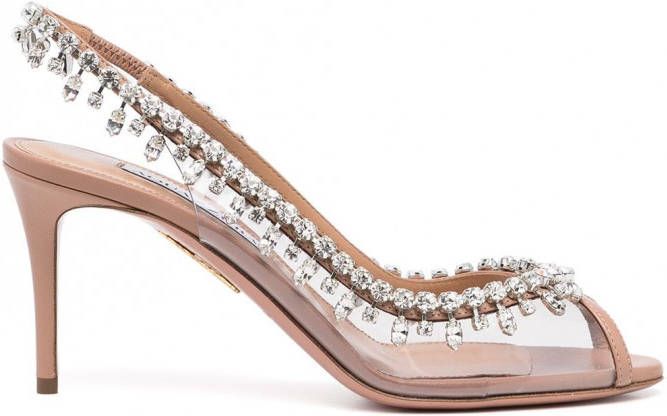 Aquazzura Temptation Crystal slingback pumps Wit