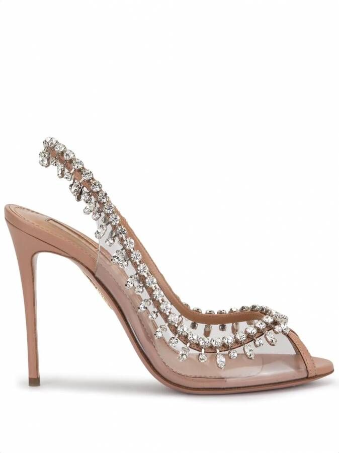 Aquazzura 110 mm Temptation pumps verfraaid met kristallen Beige