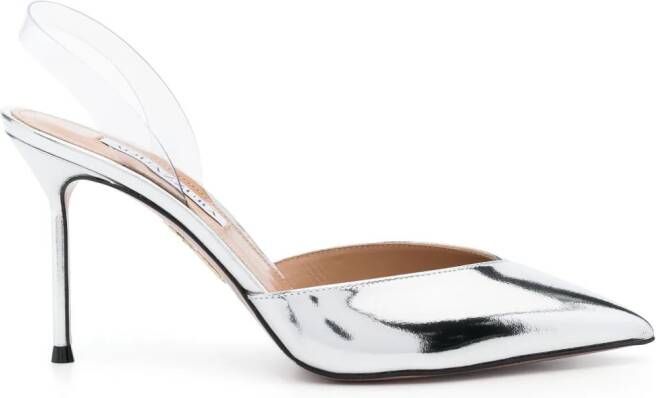 Aquazzura V Plexi slingback pumps Zilver