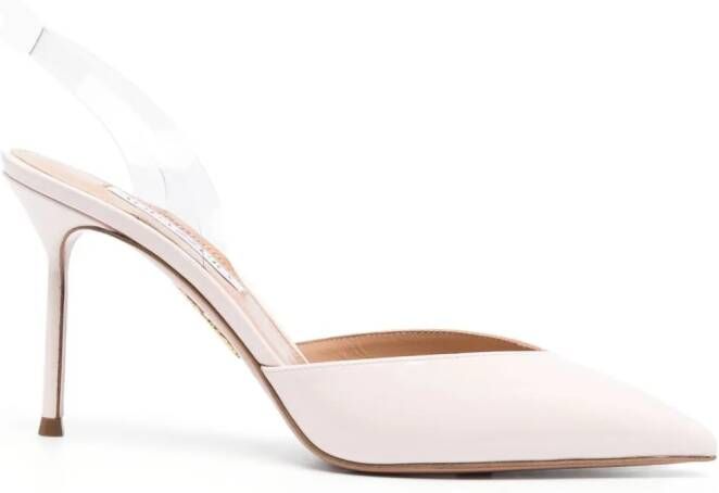 Aquazzura V Plexi Sling leren pumps Roze
