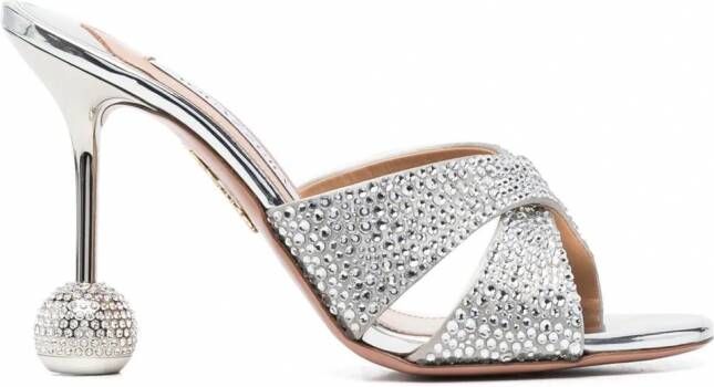Aquazzura Yes Darling muiltjes met kristal Zilver