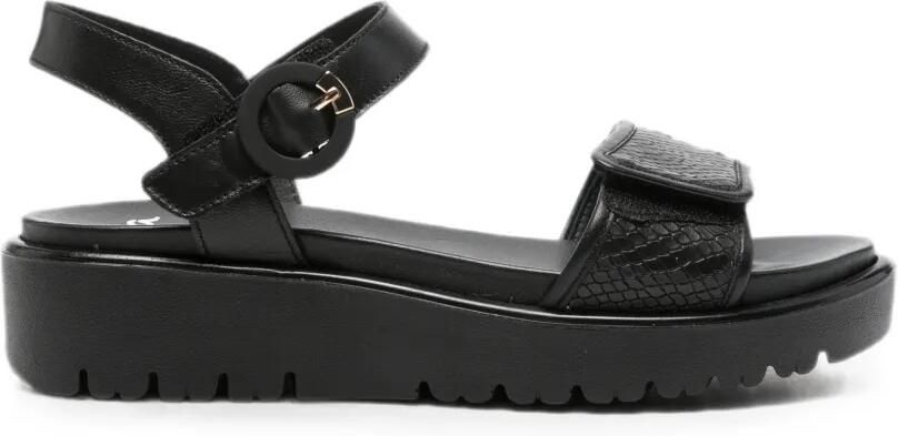 ARA Sandalen met slangenleer-effect Zwart