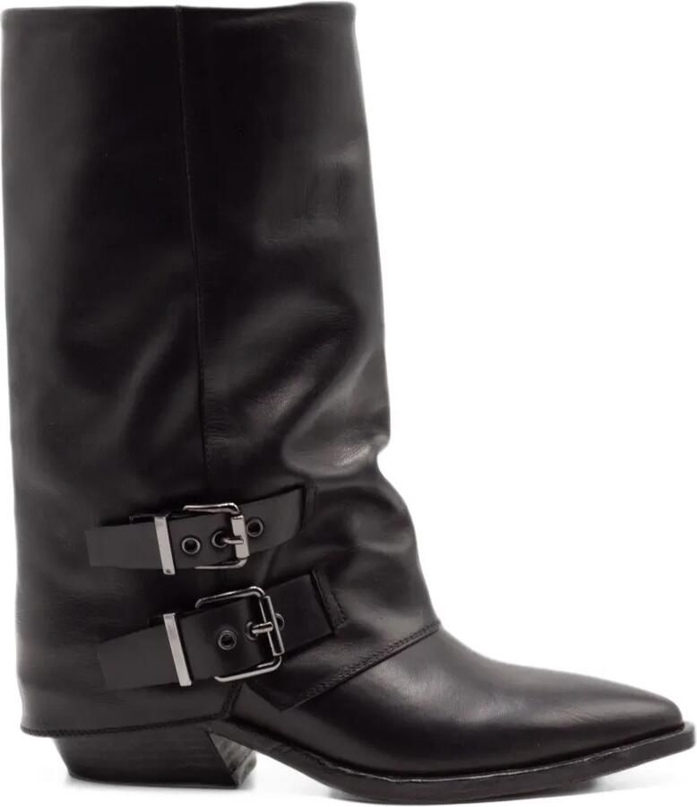 Archive buckle-detail square-toe boots Zwart