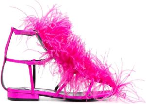 AREA x Sergio Rossi Amazona sandalen verfraaid met veren Roze