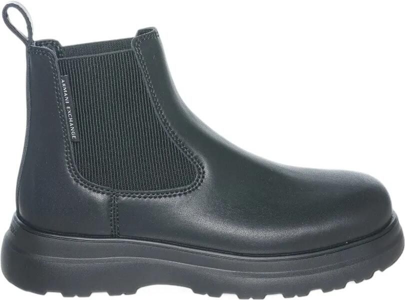 Armani Exchange leather ankle boots Zwart