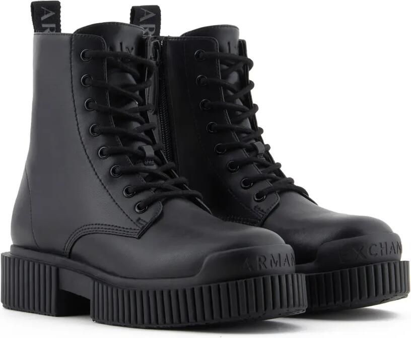 Armani Exchange Leren combat boots Zwart - Foto 3
