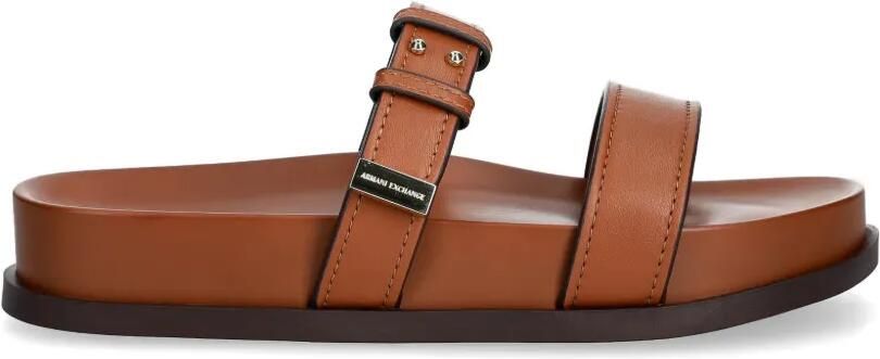 Armani Exchange Slippers met gesp Beige