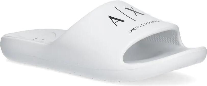 Armani Exchange Slippers met logoprint en open neus Wit