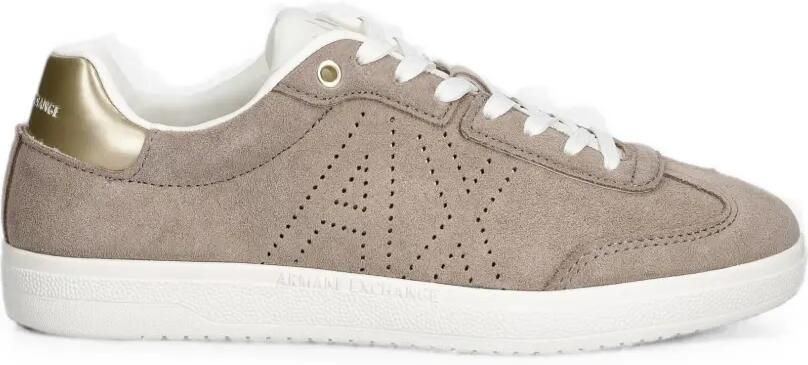 Armani Exchange Sneakers met geperforeerd details en logo Beige