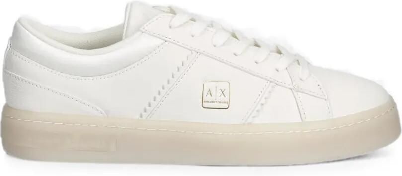 Armani Exchange Sneakers met logoplakkaat en zigzag-stiksel Wit