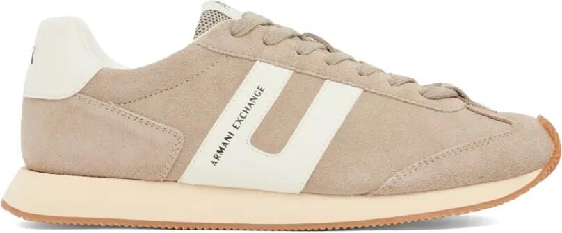 Armani Exchange Sneakers met vlakken en logoprint Beige