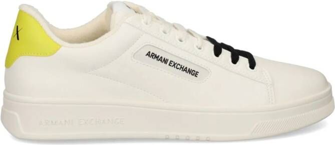 Armani Exchange Leren sneakers met dubbelkleurige veters Wit