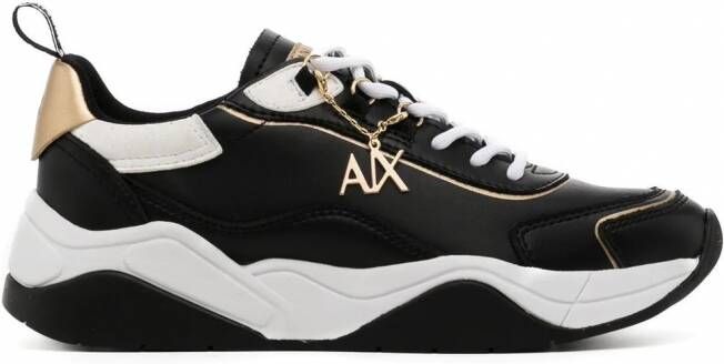 Armani Exchange Sneakers met logo amulet Zwart