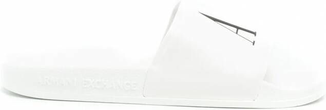 Armani Exchange Slippers met logoprint Wit