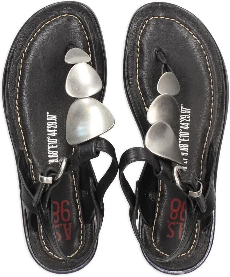A.S.98 Sandalen met T-bandje Zwart - Foto 2
