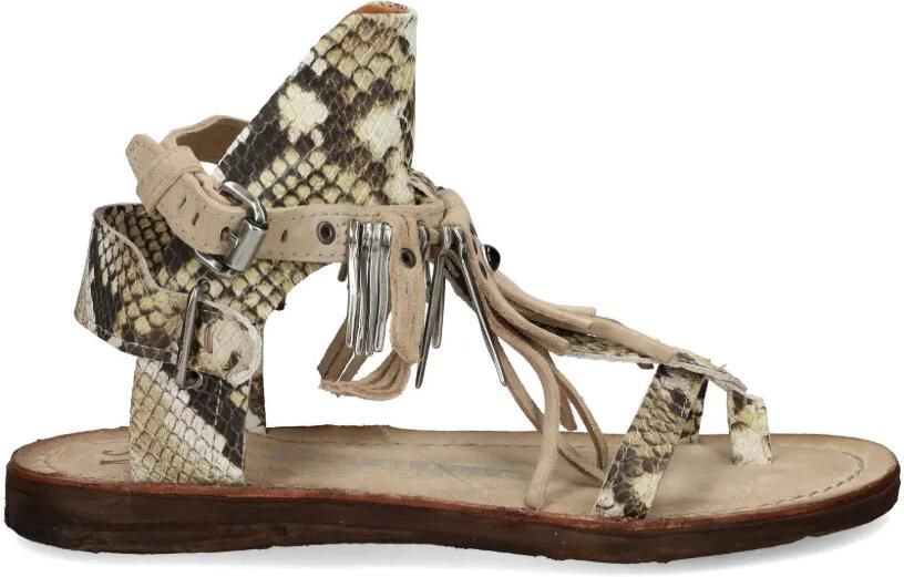 A.S.98 Sandalen van slangenleer Beige