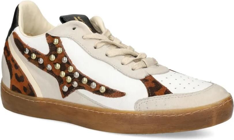 A.S.98 Sneakers met dierenprint en studs Wit