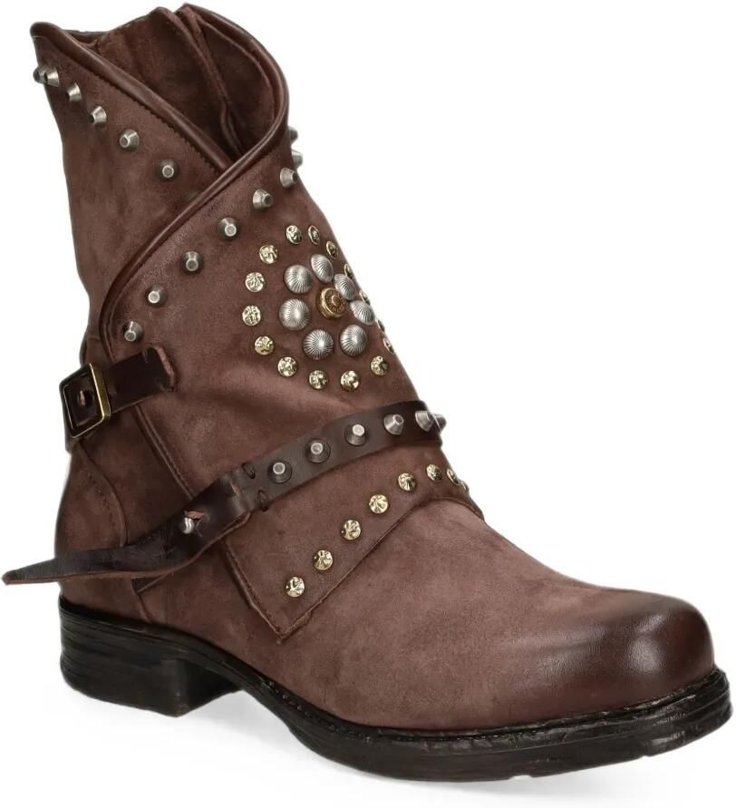 A.S.98 stud-embellished buckled leather boots Bruin - Foto 2