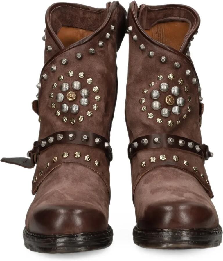 A.S.98 stud-embellished buckled leather boots Bruin - Foto 4