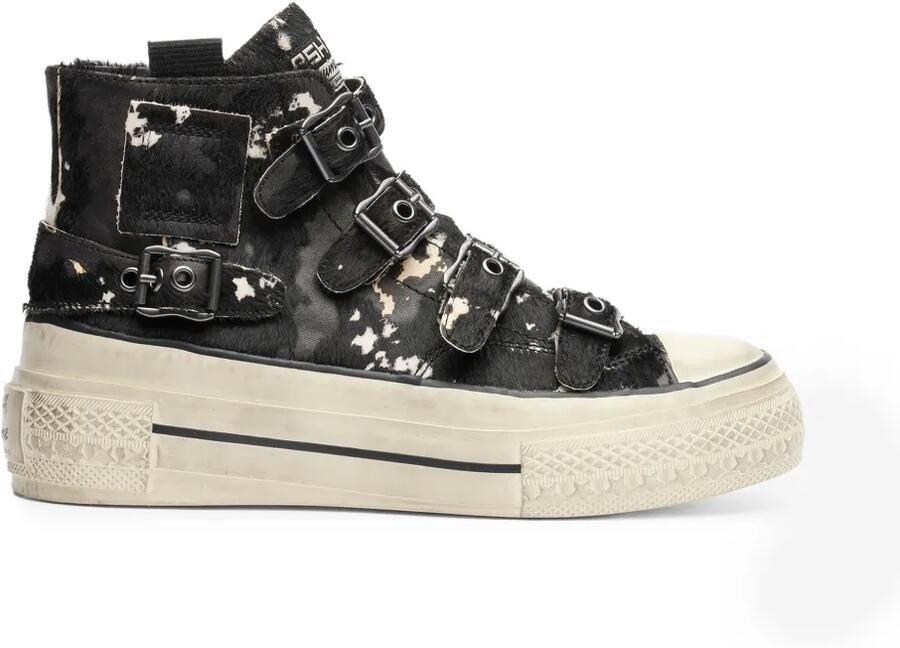 Ash buckled pony-hair sneakers Zwart