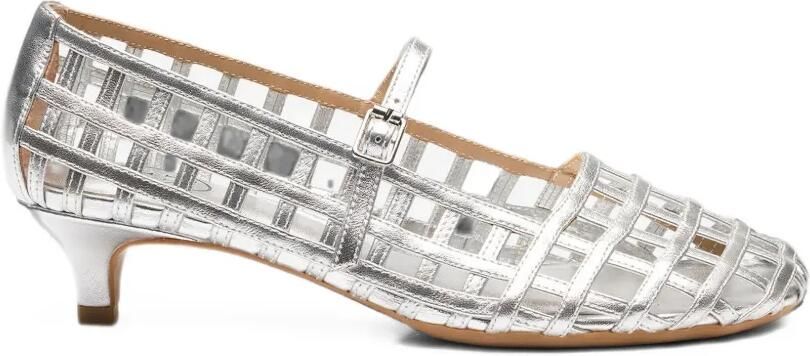Ash Ego pumps met kooidetail en hak Zilver