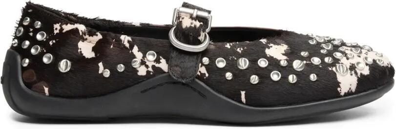 Ash Mimosa ballerina's van ponyhaar met studs Zwart