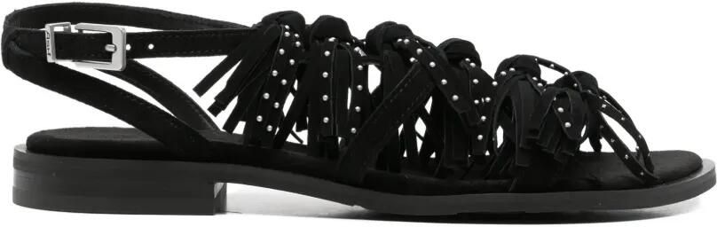 Ash Panic sandalen met franje en studs Zwart