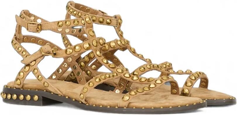 Ash Precious stud-embellished leather flat sandals Bruin