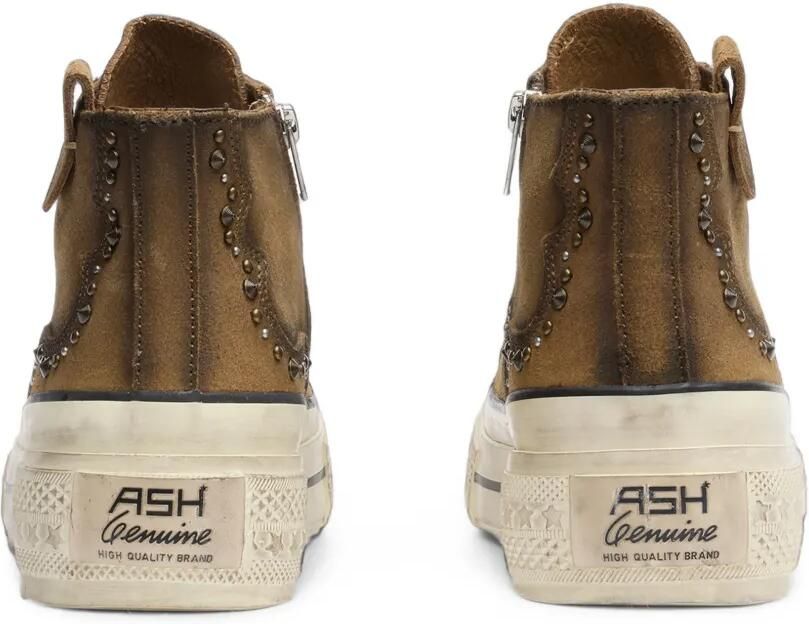 Ash Ring gerafelde leren high-top sneakers met studs Bruin - Foto 2