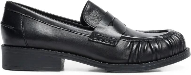 Ash Rusty leren loafers met ruches Zwart