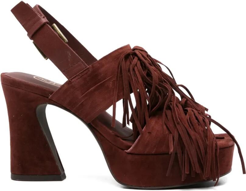 Ash Sandalen met plateauzool en franje Bruin