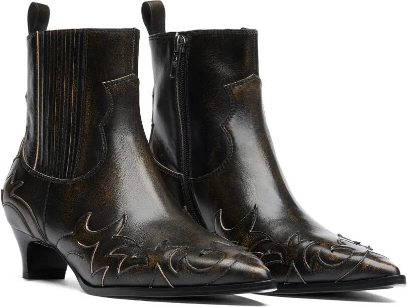Ash Titan leren enkellaarzen met Western-stijl Zwart